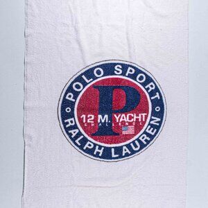 VTG Polo Sport Ralph Lauren 12M Yacht Challenge Beach Towel 1996 USA Flag 90s